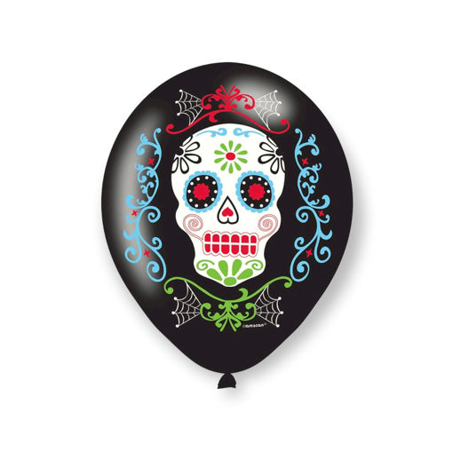 Picture of HALLOWEEN DAY OF THE DEAD LATEX BALLOONS 11 INCH - 6 PACK